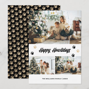 Black Gold Paws Photo Happy Howlidays Holiday Card