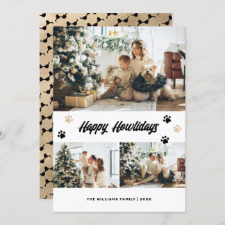Black Gold Paws Photo Happy Howlidays Holiday Card