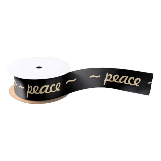 Black Gold Peace Ribbon Satin Ribbon (Spool)