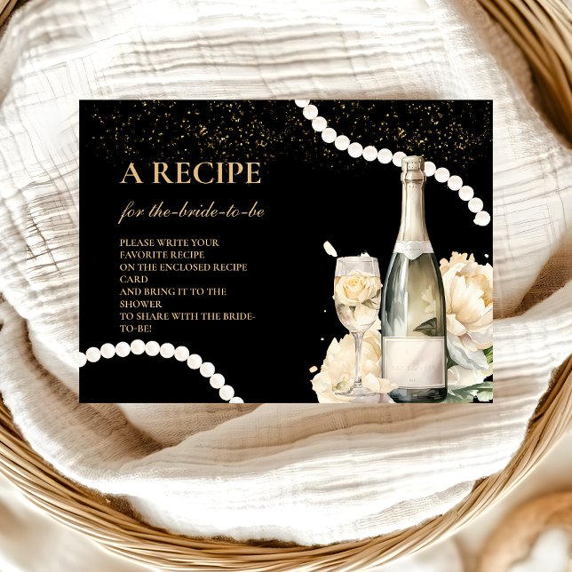 Black Gold Pearls And Prosecco Bridal  Recipe Enclosure Card (Creator Uploaded)