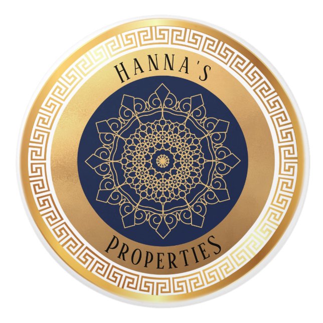 Black Gold Personalised Ceramic Knob (Front)