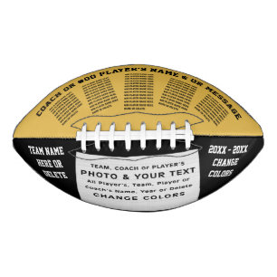 Black, Gold, Personalised Football with Picture American Football