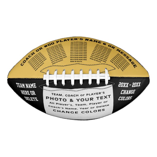 Black, Gold, Personalised Football with Picture American Football (Front)