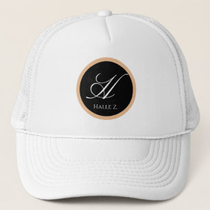 Black & Gold Personalised Initial Name Logo Custom Trucker Hat