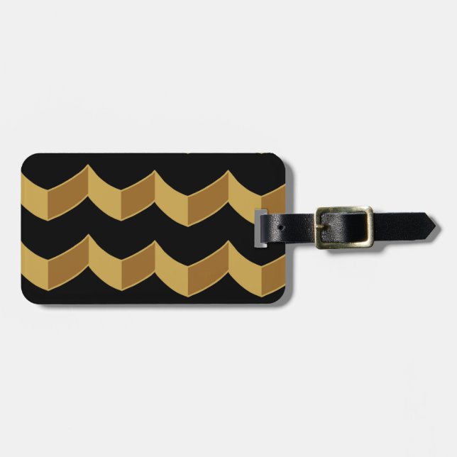 Black Gold Personalised Luggage Tag (Front Horizontal)