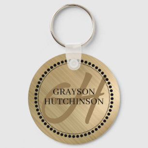 Black Gold Personalised Monogram Name Key Ring