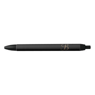 Black Gold Personalised Name and Monogram Ink Pen