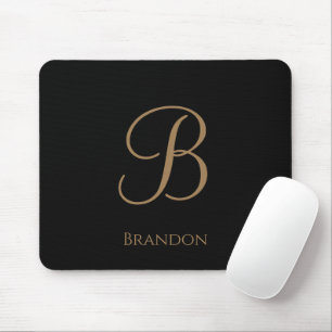 Black Gold Personalised Name and Monogram Mouse Mat