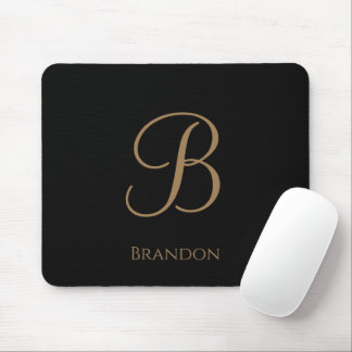 Black Gold Personalised Name and Monogram Mouse Mat