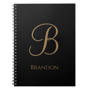 Black Gold Personalised Name and Monogram Notebook