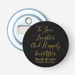 Black Gold Personalised Script Wedding Reception Bottle Opener