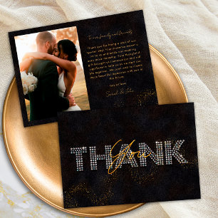 Black Gold Personalised Thank You Card for Wedding