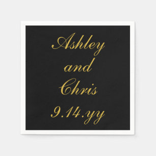 Black & Gold Personalised Wedding Reception Favour Napkin