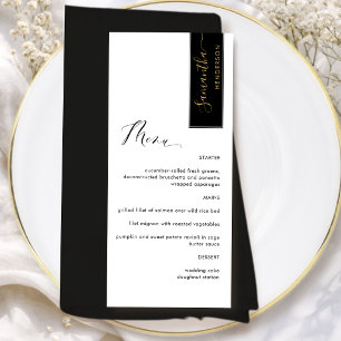 Black, Gold Personalized with Guest Name Elegant Menu