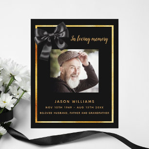 Black gold photo bow funeral program
