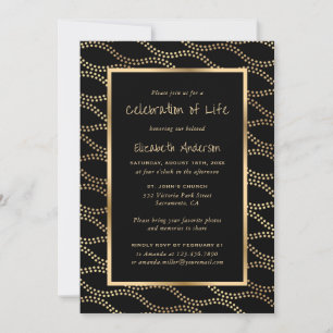 Black Gold Photo Celebration of Life Invitation