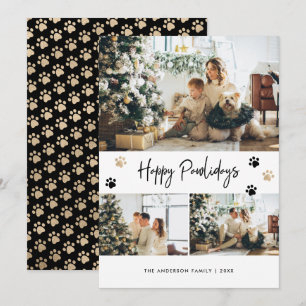Black Gold Photo Collage Happy Pawlidays Holiday Card