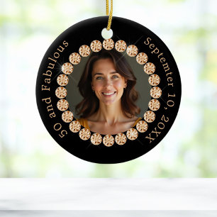 Black gold photo diamonds fabulous birthday ceramic tree decoration