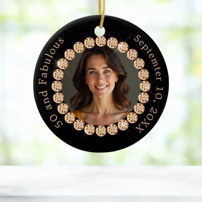 Black gold photo diamonds fabulous birthday ceramic tree decoration (Creator Uploaded)