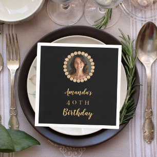 Black gold photo diamonds napkin