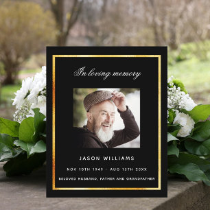Black gold photo funeral program