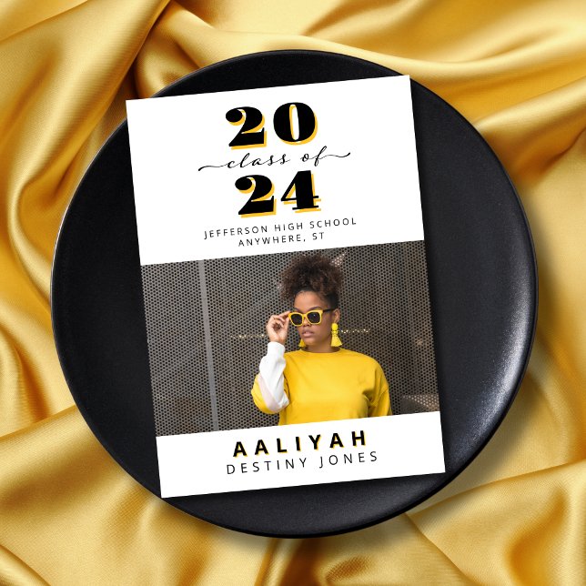 Black + Gold Photo Graduation Announcement (Creator Uploaded)