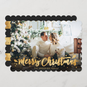 Black Gold Photo Merry Christmas Card