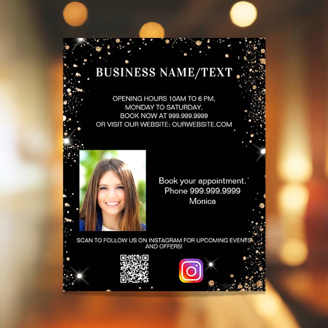 Black gold photo qr code instagram business flyer (Creator Uploaded)
