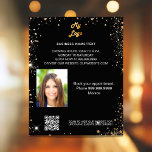 Black gold photo qr code promotion business logo flyer<br><div class="desc">Personalise and add your business logo,  name,  address,  your text,  photo,  your own QR code to your website. Black background,  white text. Decorated with faux gold glitter sparkles.</div>