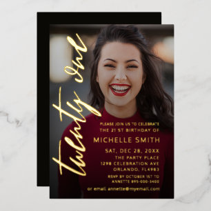 Black & Gold Photo Script 21st Birthday