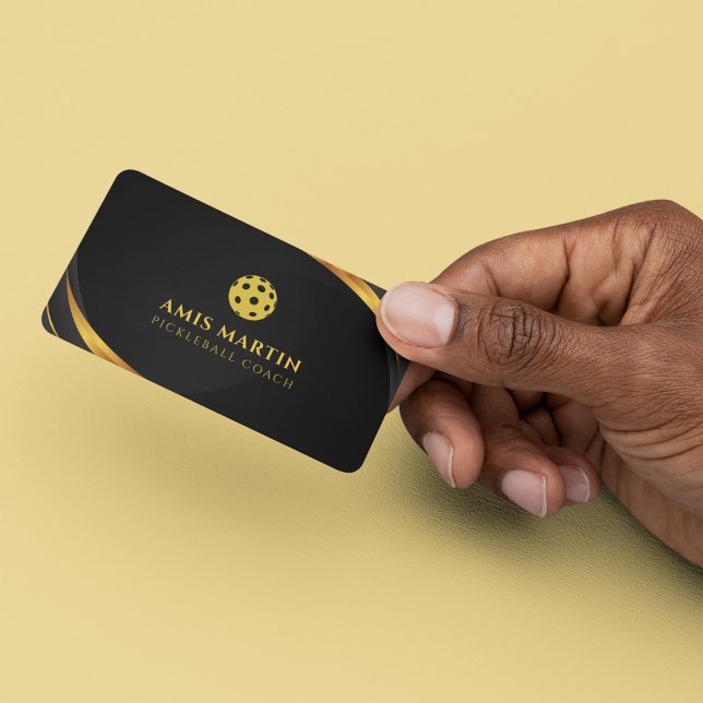 Black & Gold Pickleball Coach Business Card (Creator Uploaded)