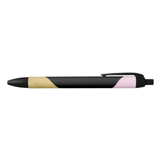 Black Gold & Pink Colour Block Mod Glam Triangles Ink Pen (Top)