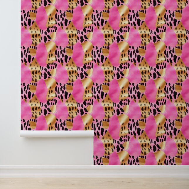 Black Gold Pink Leopard Abstract Wallpaper (Application)