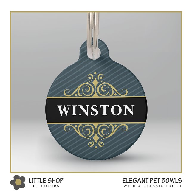 Black Gold Pinstripe Customised Pet Tag (Creator Uploaded)