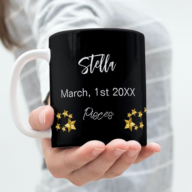Black gold Pisces star constellation birthday Coffee Mug (Creator Uploaded)