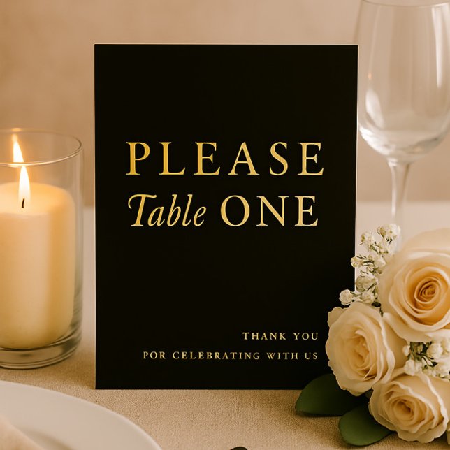Black & Gold Please Take One Wedding Favour Sign Foil Holiday Card (Creator Uploaded)