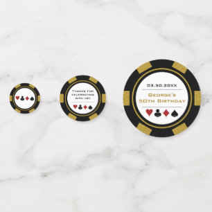 Black Gold Poker Chip Las Vegas Birthday Confetti