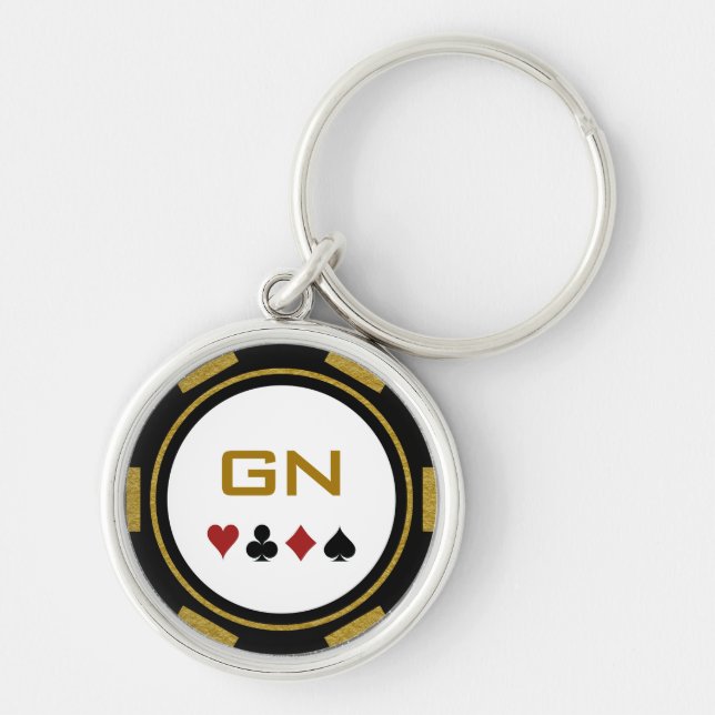 Black Gold Poker Chip Las Vegas Casino Key Ring (Front)