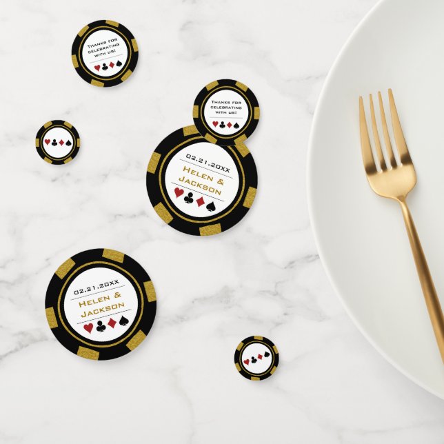 Black Gold Poker Chip Las Vegas Wedding Confetti (Group)