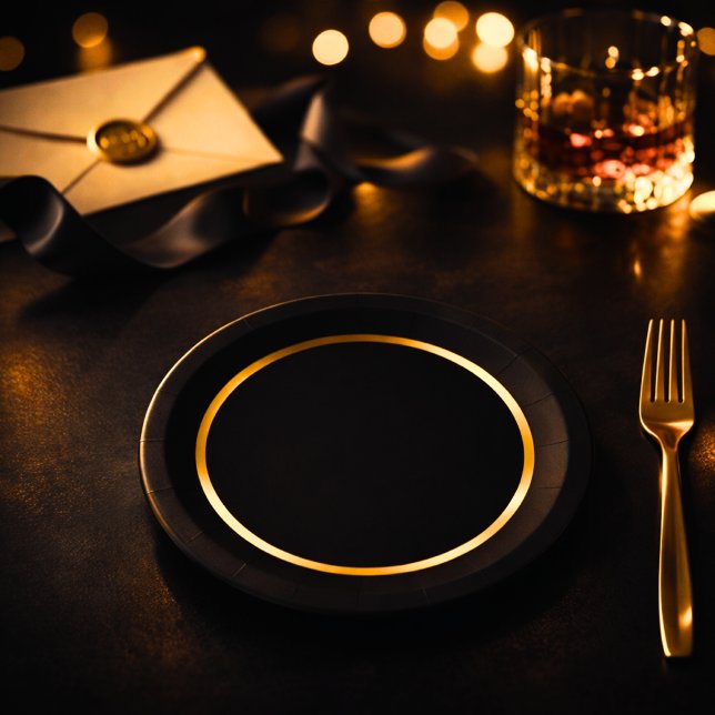 Black & Gold Poker Night Party Plates (Creator Uploaded)