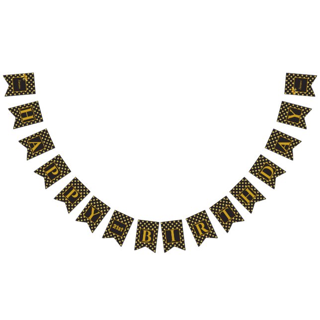 Black Gold Polka dot Glam design bunting flags (All)