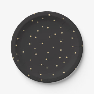 Black & Gold polkadot Disposable Party Paper Plate