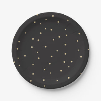 Black & Gold polkadot Disposable Party Paper Plate