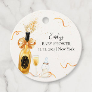 Black Gold Poppin Bottles Champagne Baby Shower  Favour Tags