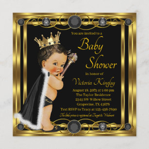 Black Gold Prince Jewel Baby Shower Invitation