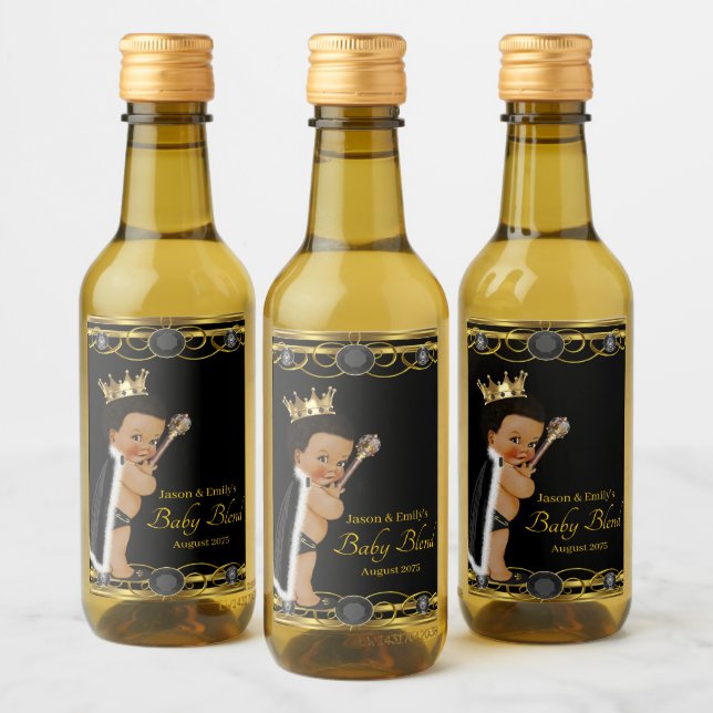 Black Gold Prince Mini Wine Bottle Labels (Bottles)