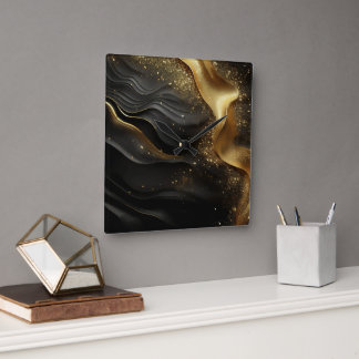 Black Gold Prinkle Square Wall Clock