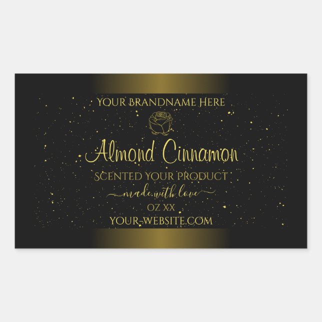 Black Gold Product Labels Glitter Sprinkles Floral (Front)
