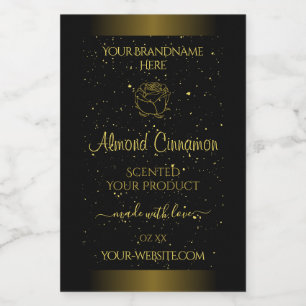 Black Gold Product Labels Glitter Sprinkles Floral