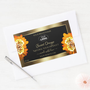 Black Gold Product Labels Leafy Orange Roses Logo